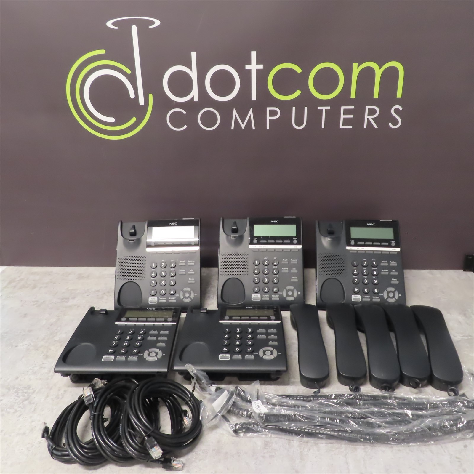Lot Of 5x NEC ITY-6D-1(BK)TEL 6 Button IP PHONE Black BE115109 w/ Handset & Base