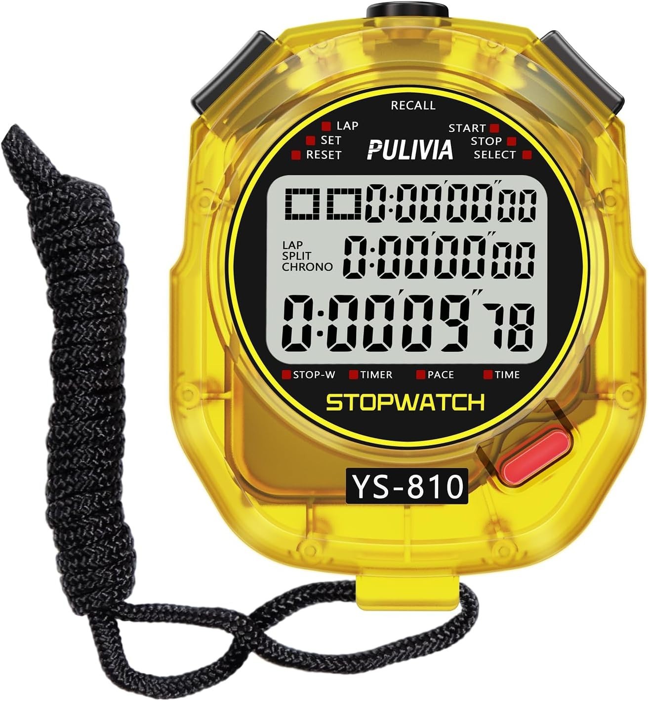 Durable Stopwatch with Countdown, Memory Functions & 3-Row Display for Sports