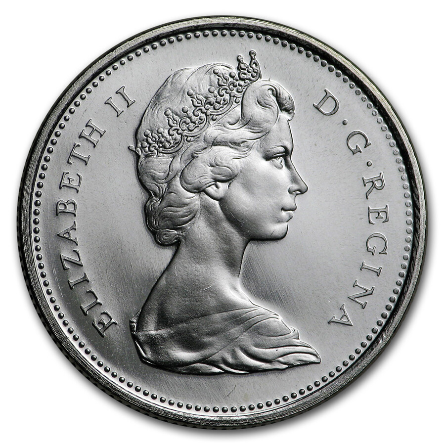 1965 Canada Silver 25 Cents BU/Prooflike