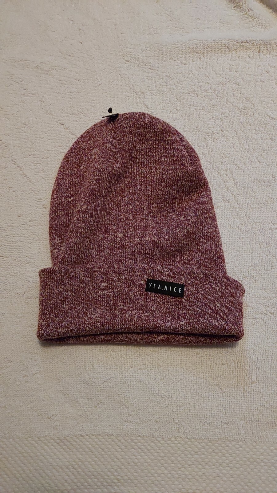 Yea Nice Beanie Knit Hat Men's Red/White Cuffed Brand new with no tags!
