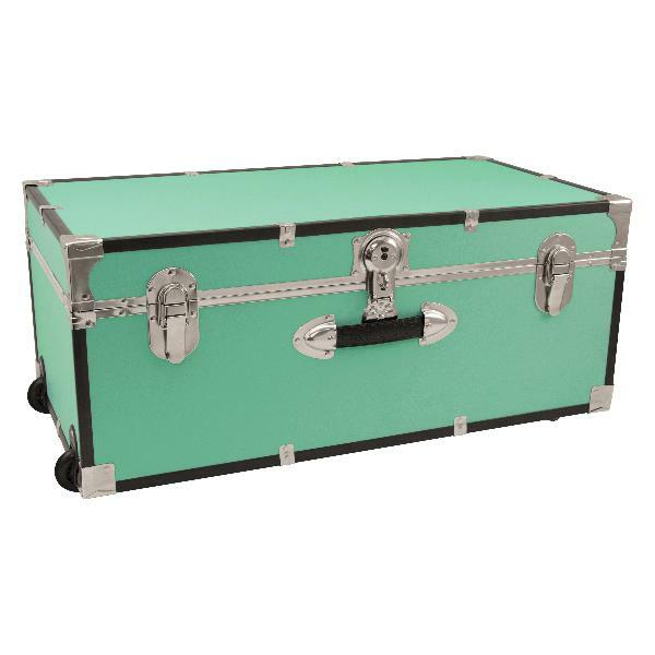 30in Trunk Storage With Wheels And Lock For Campers Dorm Dwellers Durable Teal
