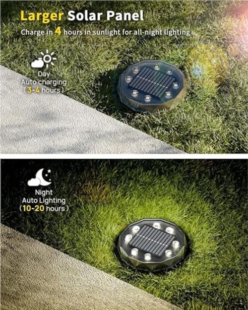 Solar Ground Lights with Remote, Color Changing Solar Disc Lights 10 Pack