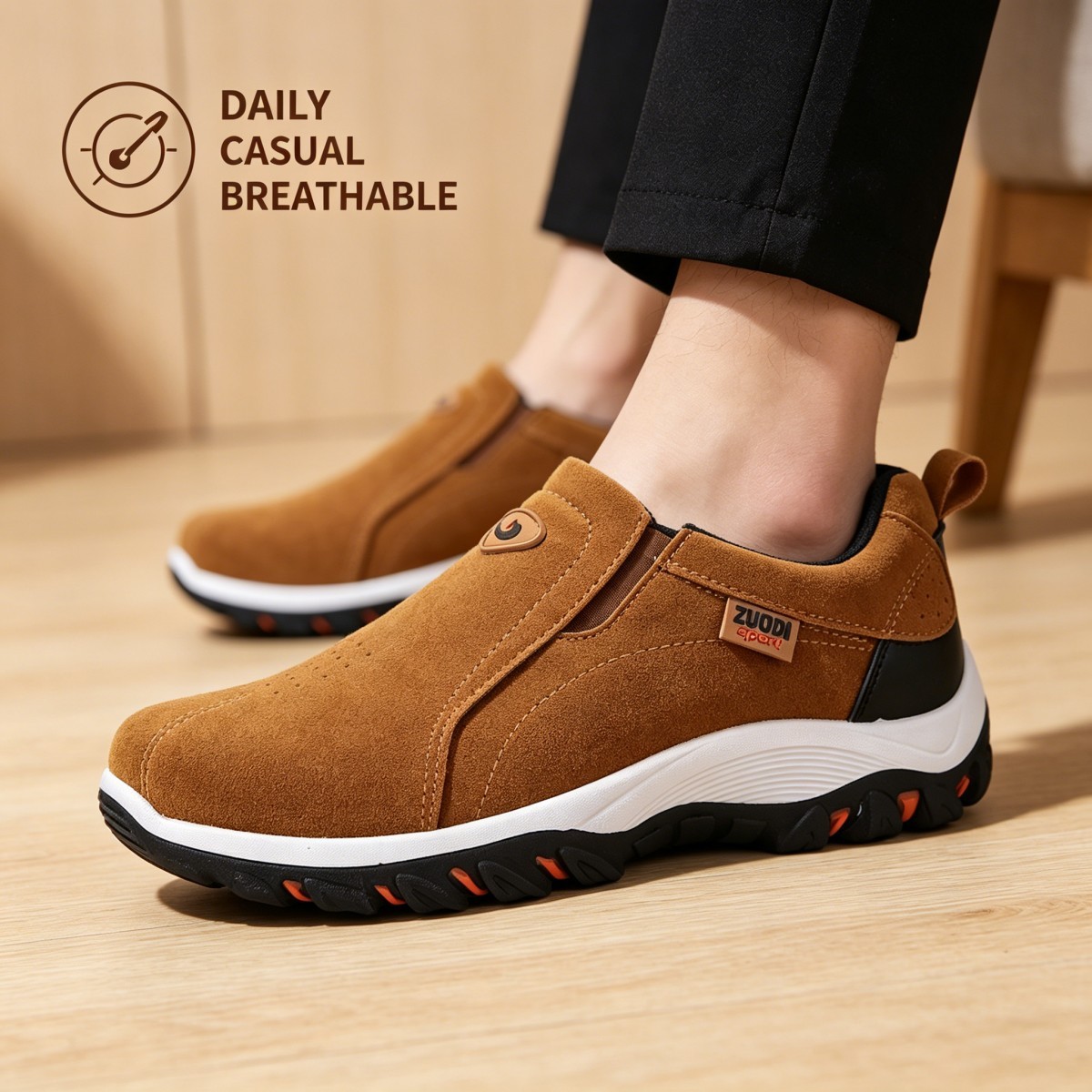 Casual Walking Sneakers Men, Slip On Athletic Outdoor Mountain Hiking Shoes