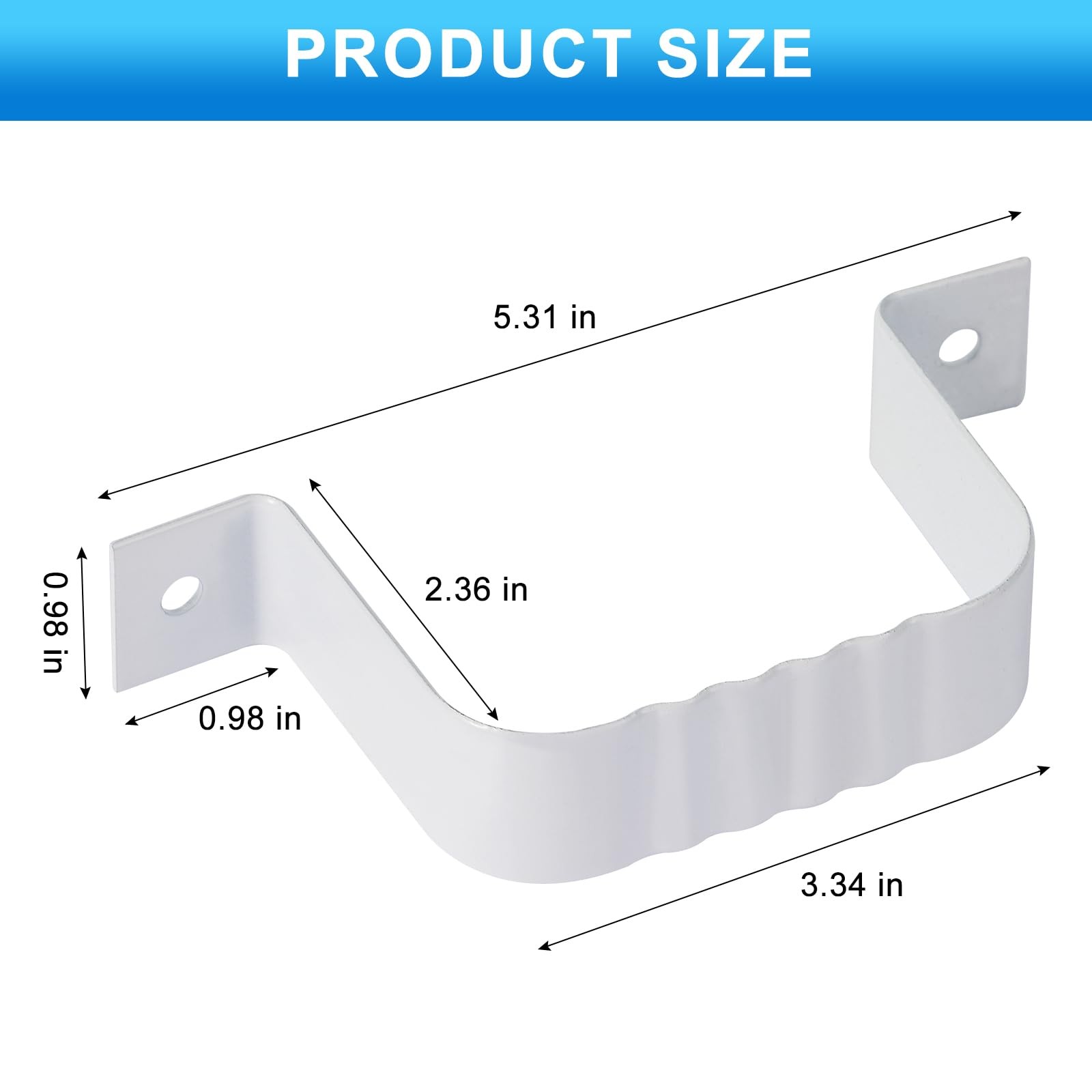 Gutter Downspout Straps - 2x3, White (2 Pack) With Brackets white