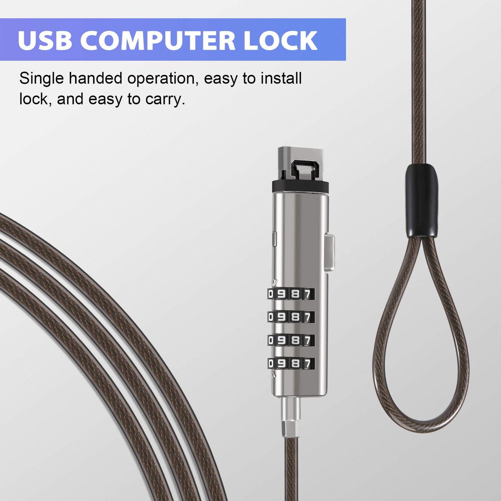 4 Digital Universal Lock USB Laptop Security Cable Lock for Computer L9Z57376