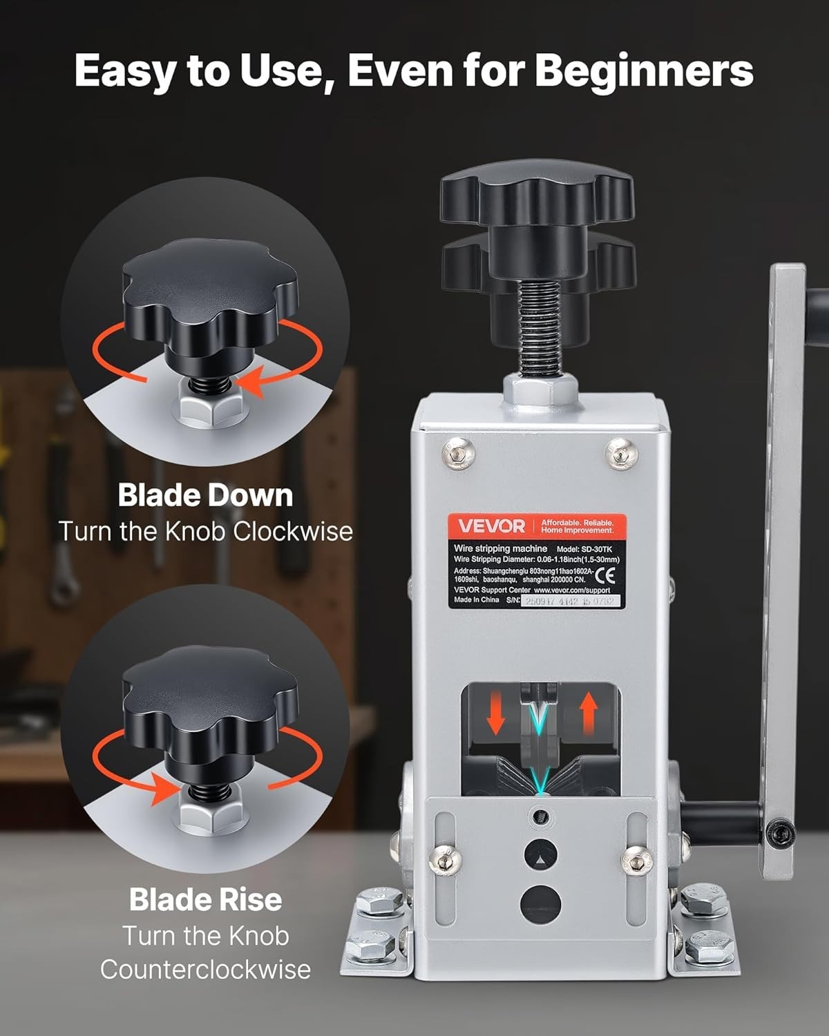 Manual Wire Stripper Machine, 0.06-1.18 in, Copper Cable Stripper Tool, Hand ...