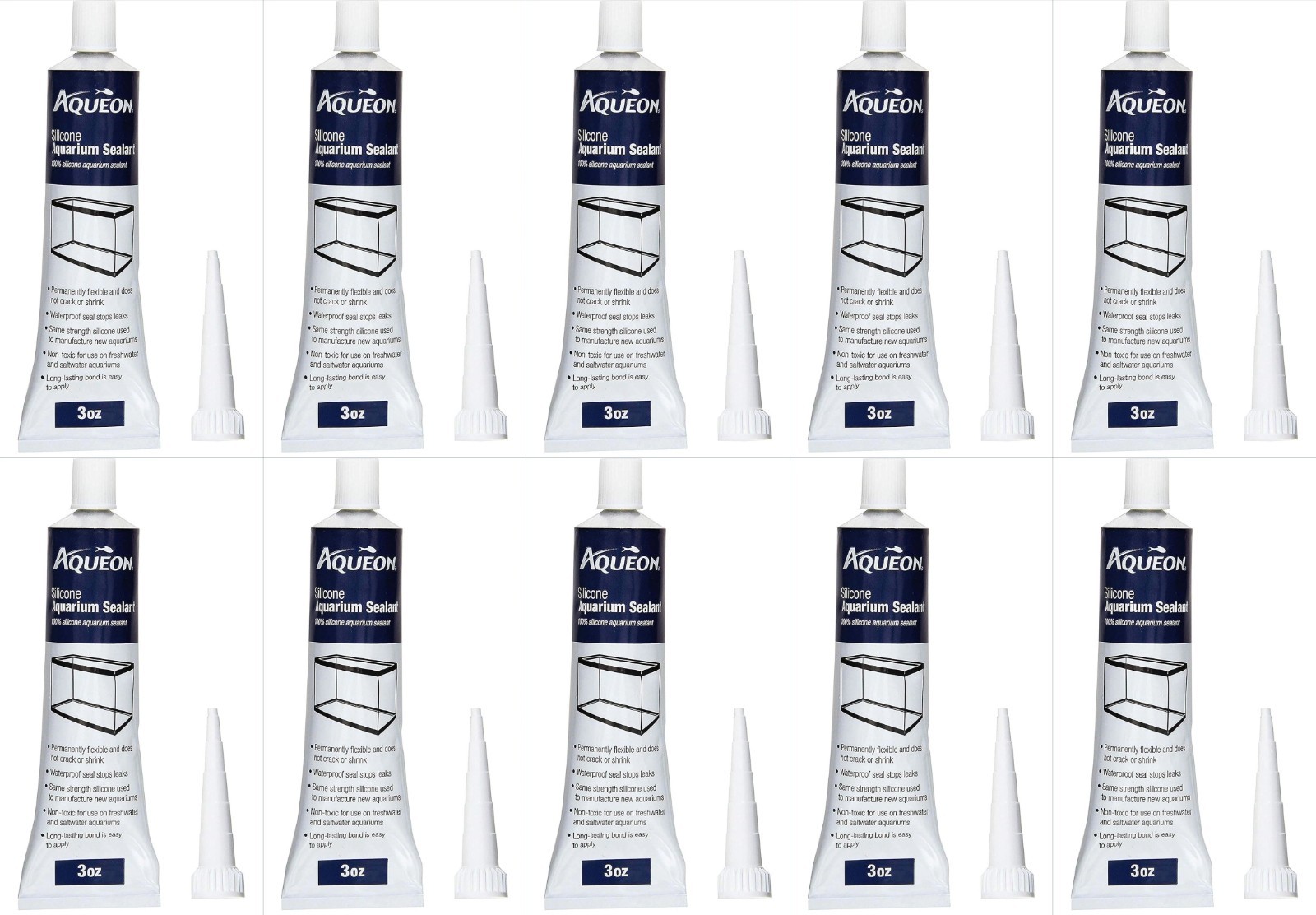 10 Aqueon 100% Silicone Aquarium Sealant 3oz Clear 🇺🇸 Made in USA Non-Toxic