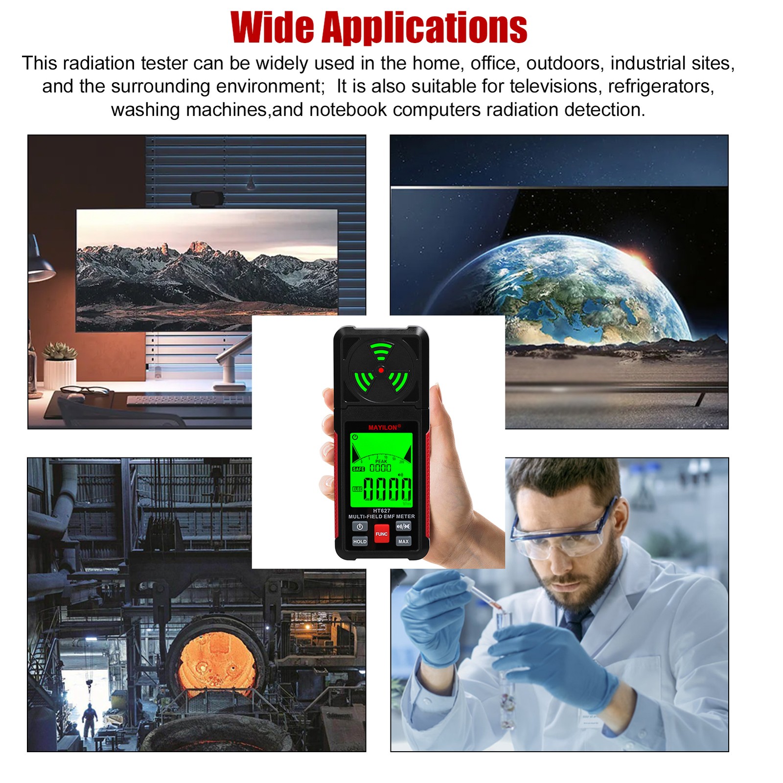 MAYILON Handheld EMF Meter Portable Electromagnetic Radiation Detector V1