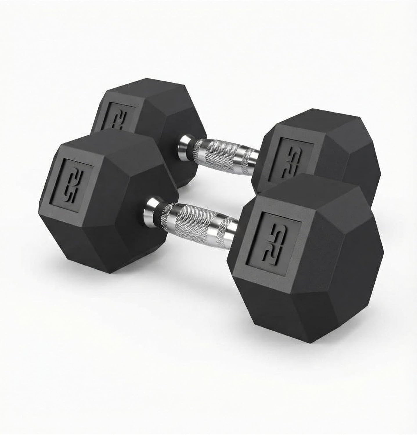 25LB Hex Dumbbell Set of 2 Hand Weights Dumbbells Pair w/ Cast Iron Core for Gym