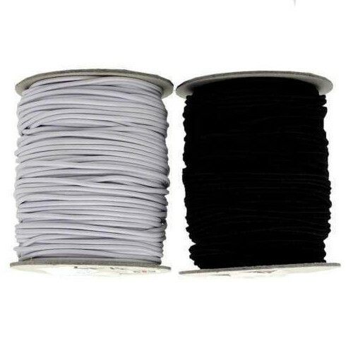 Round Hat Elastic 1mm,1.5mm, 2mm 3mm Hats Jewellery Crafts Beading - Black/White