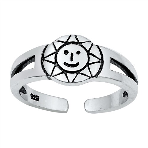Sun face sterling silver toe ring