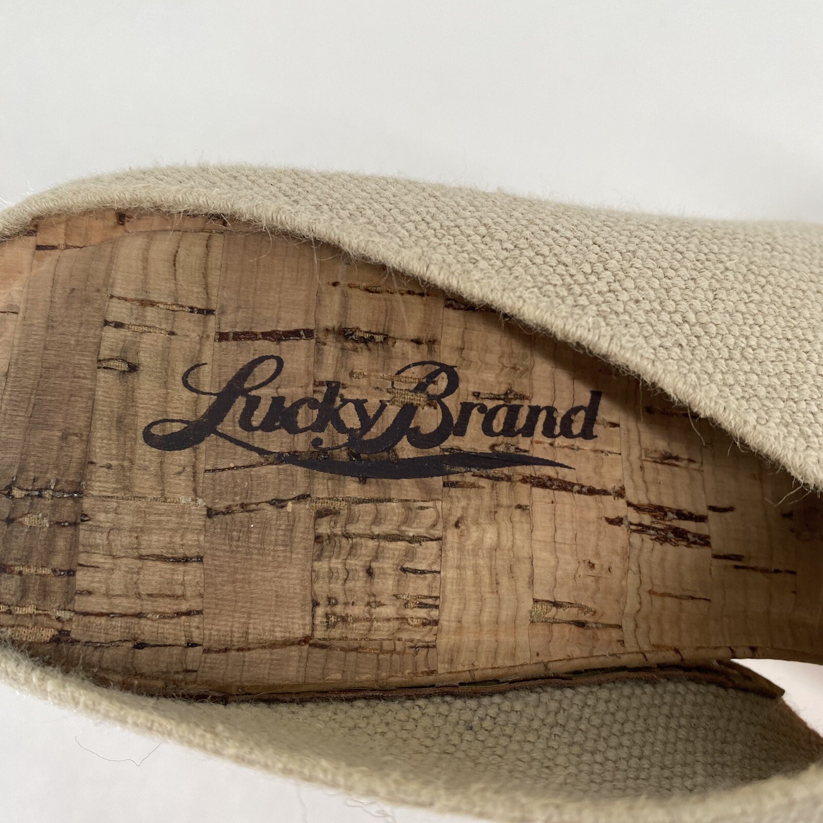 Lucky Brand Womens Beige Cross Over Strap Miller Cork Wedge Sandals Size 7M