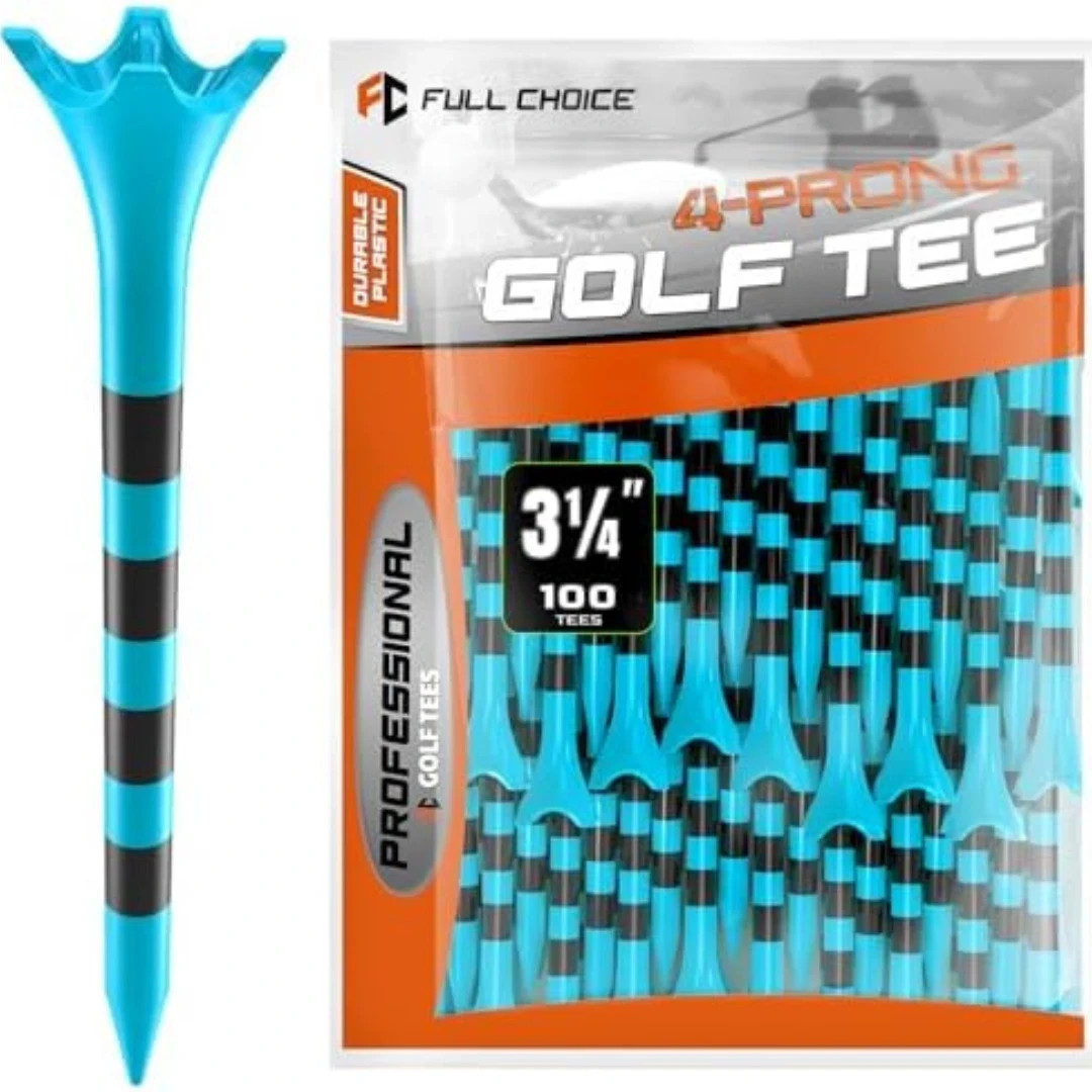 Full Choice100 Pack 3-1/4" Plastic Golf Tees, Enhanced Durability & Stability