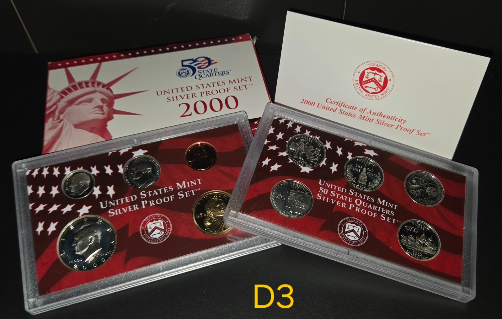 2000 (S) US Mint Silver Proof Set with 5 State Quarters COA *Free Shipping*