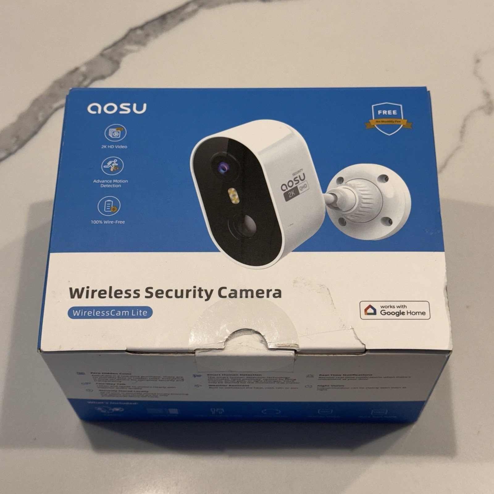 AOSU WirelessCam Lite Security Camera 2K/3MP QHD Model: C6L Open Box