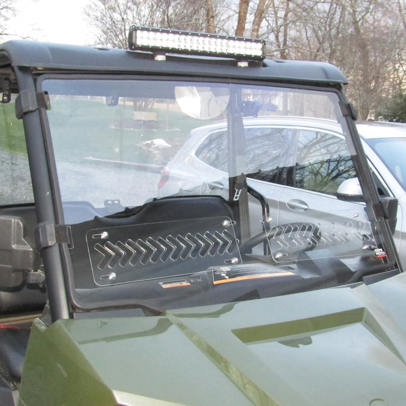 KEMIMOTO 2-in-1 Vented Front Windshield for Polaris Ranger Midsize 570 500 Crew