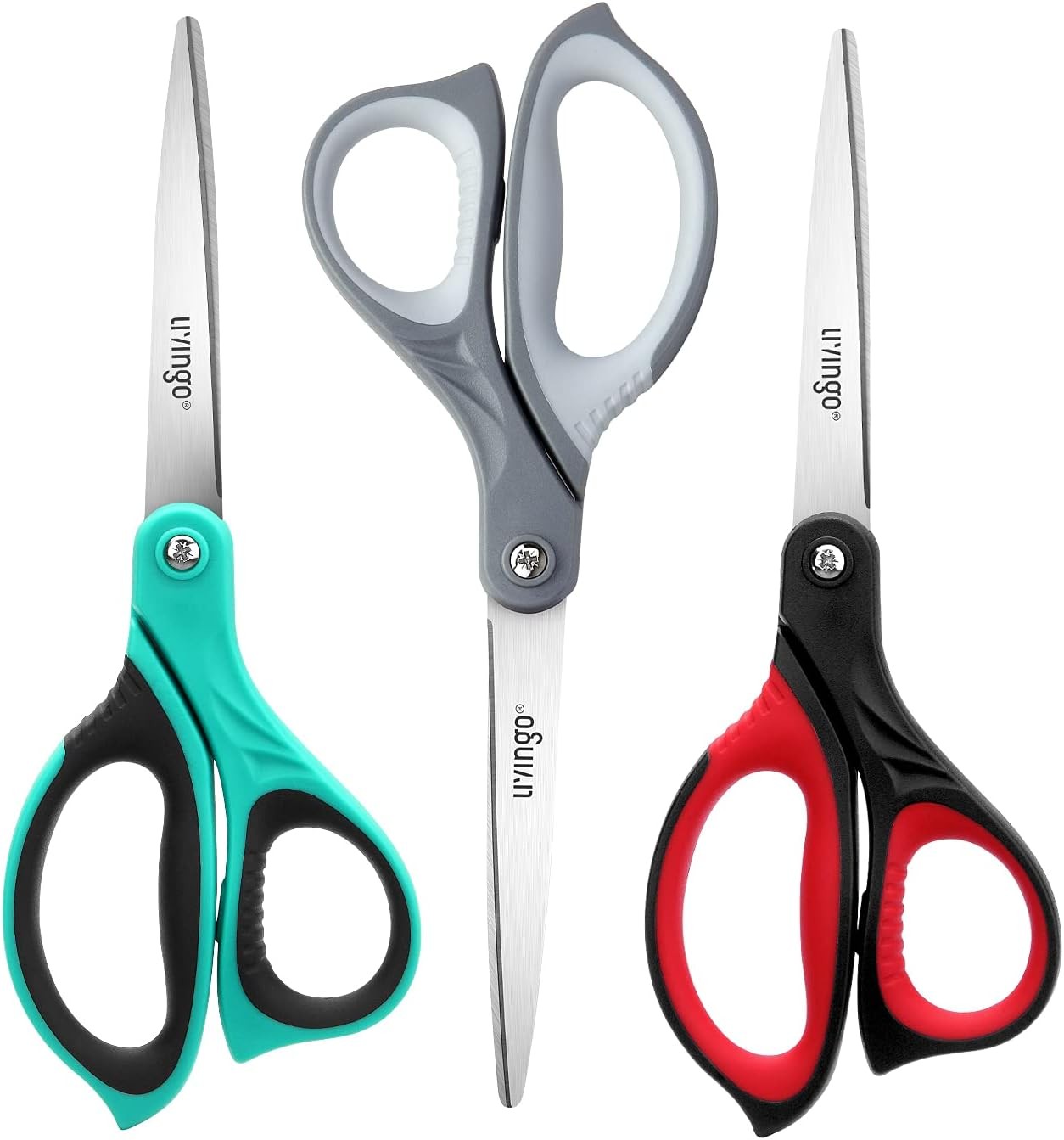LIVINGO 8.5" Scissors All Purpose, 3 Pack Ultra Sharp Blade Shears, Professional