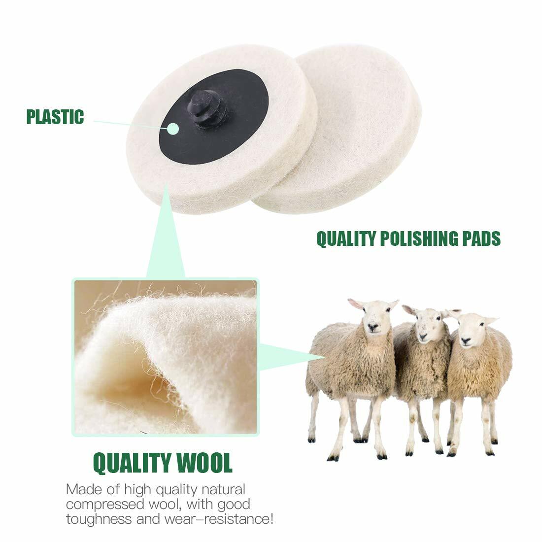 16PC 3" Quick Change Felt Buffing Disc Roll Lock Type R Compressed Wool Wheel