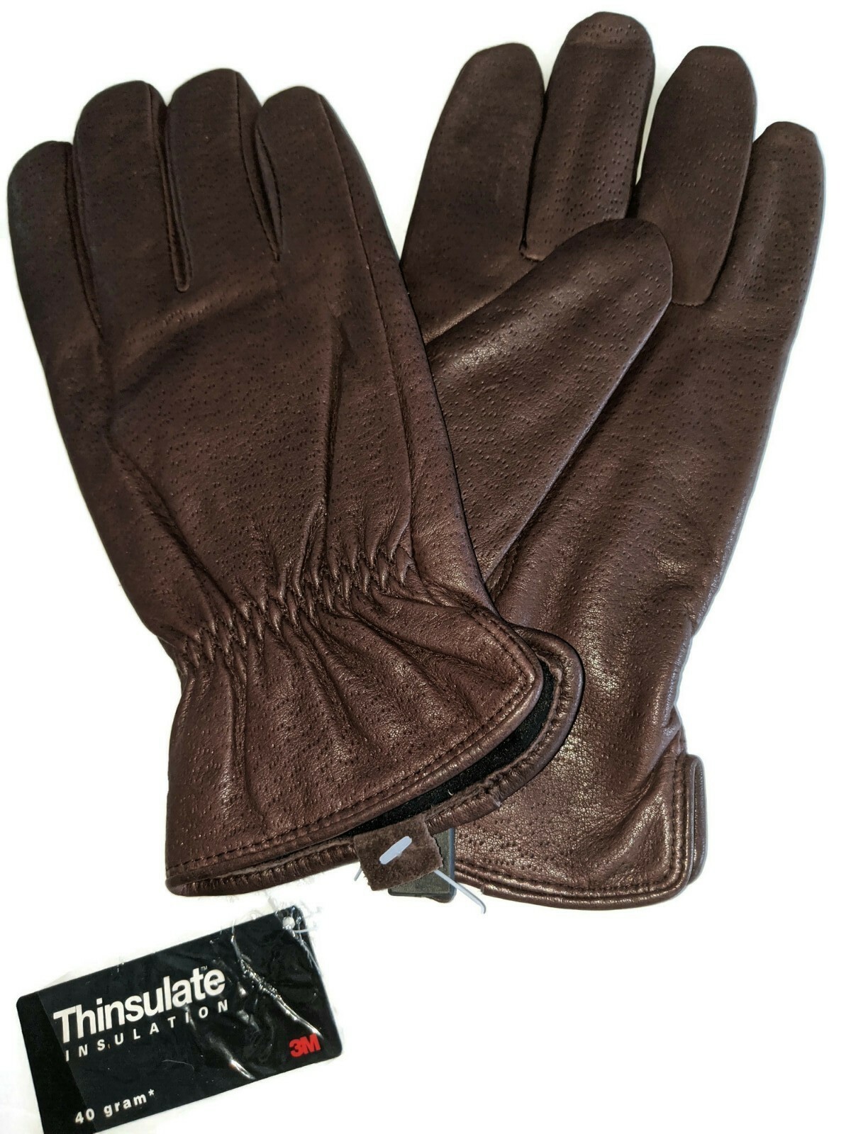 Men's Genuine Leather Thinsulate Gloves, Brown, Small