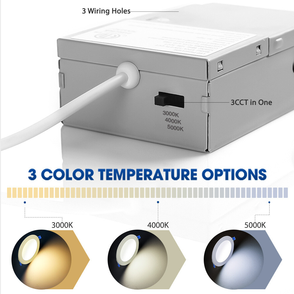 12Pack 6 Inch Ultra-Thin LED Recessed Ceiling Light,3000K/4000K/5000K Selectable