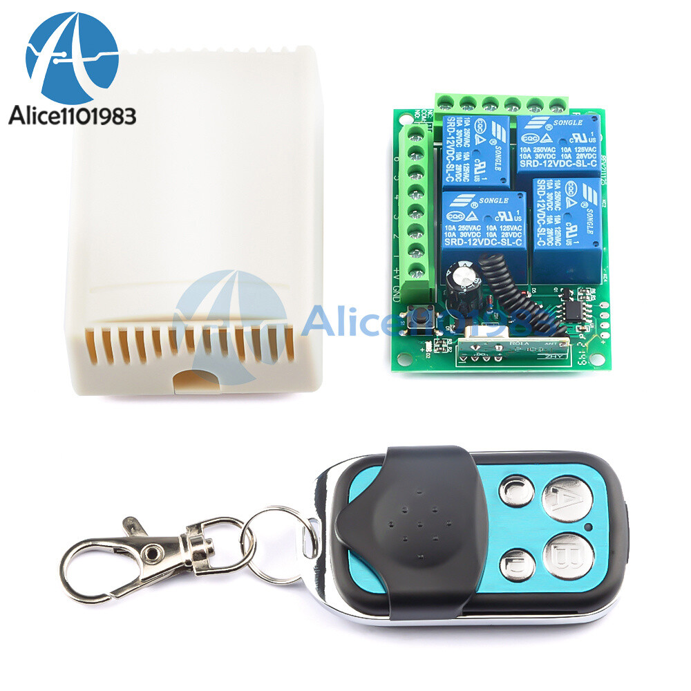 DC 12V 433MHz 315MHz Wireless RF Remote Control Relay Switch 4CH Receiver Module