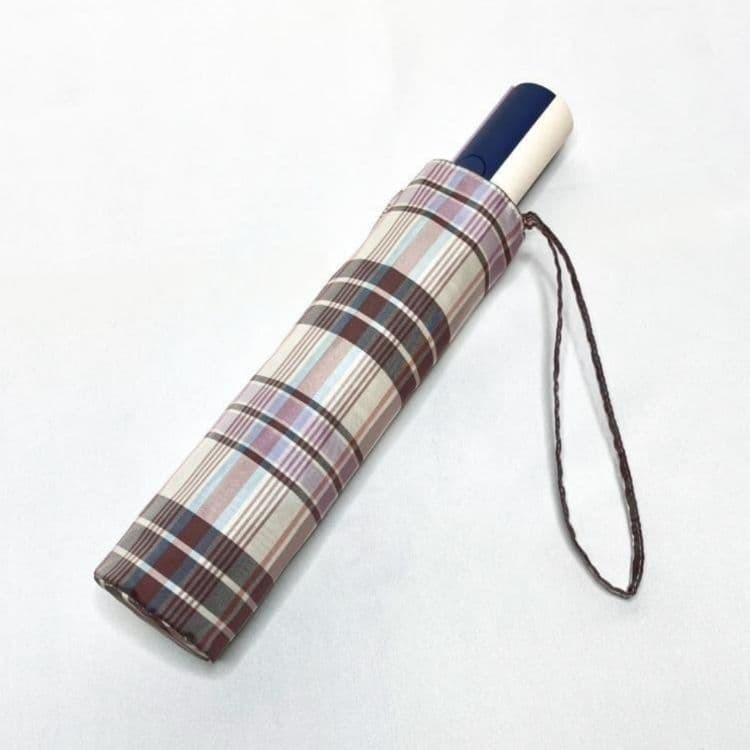 Tory Burch Folding Umbrella Check Pattern Sun/Rain Neutral Multi Nylon