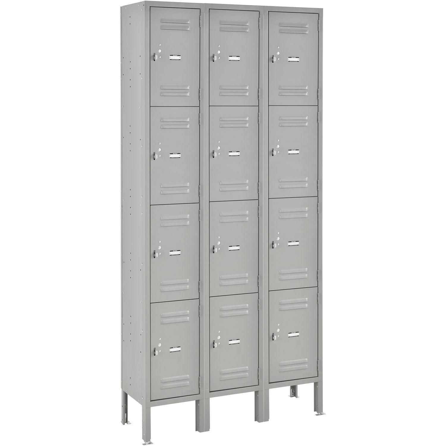 4-Tier 12 Door Box Locker 12"W x 12"D x 18"H Gray Assembled