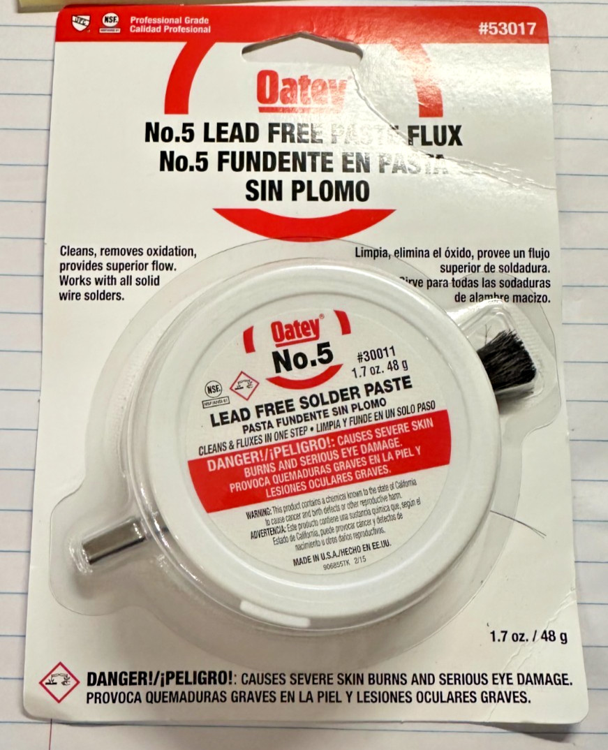 OATEY, No. 5 LEAD FREE Paste Flux & Brush Kit, Removes Oxidation, Superior Flow
