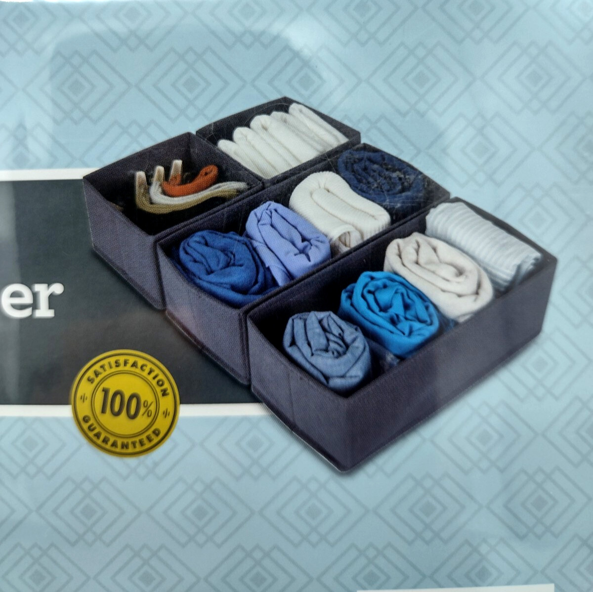 Drawer Organizer 4 Pack Gray Fabric Square Easy Fold Design Storage Office Socks