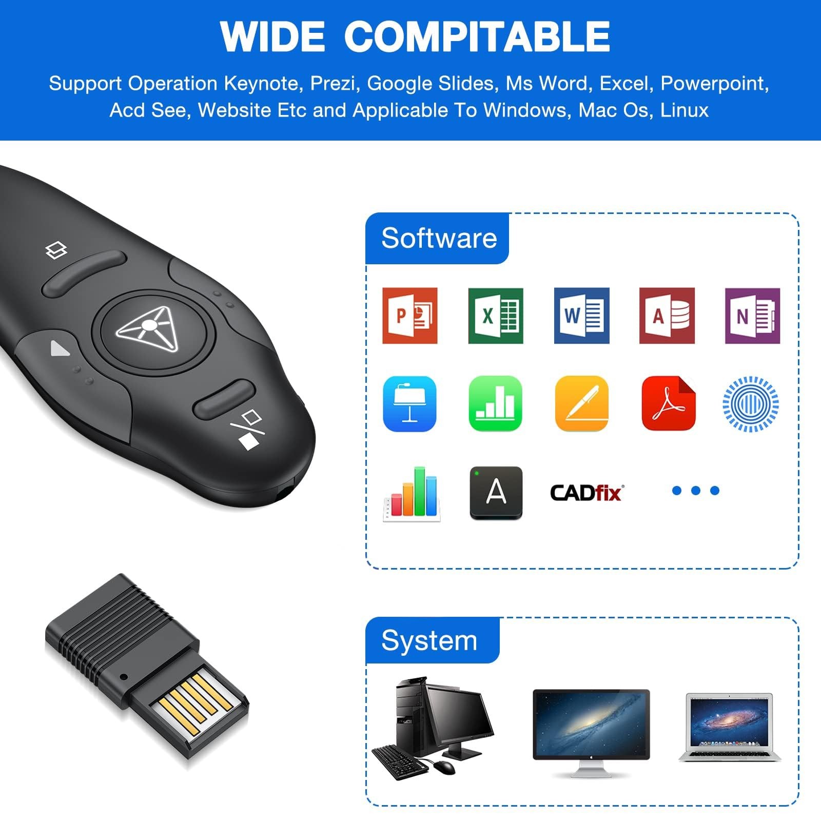 Presentation Clicker Wireless Presenter Remote USB Control Powerpoint PPT Cli...