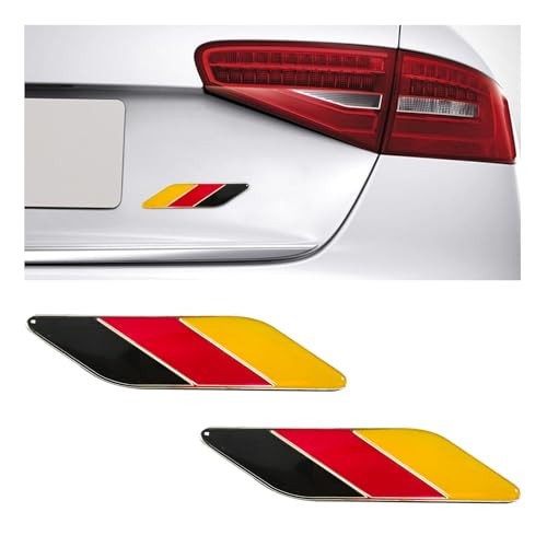 2 PCS 3D Tricolor Flag Emblem, Aluminum Car Front Fender Badge Sign Germany