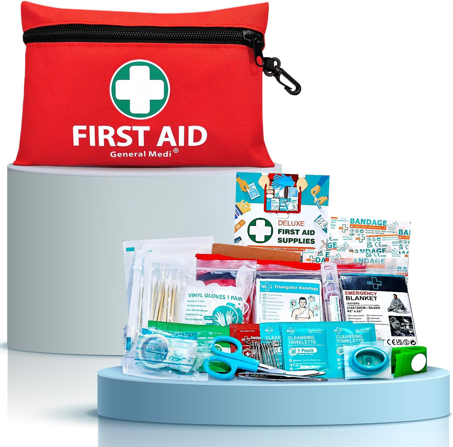 Mini First Aid Kit, 110 Piece Small First Aid Kit - Includes Emergency Foil Blan
