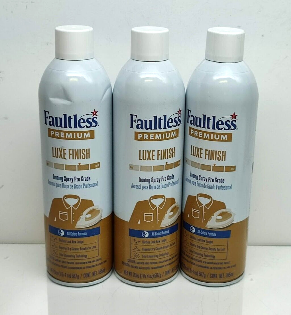 Faultless Premium Luxe Finish Ironing Spray Pro Grade All Colors 20oz Lot of 3