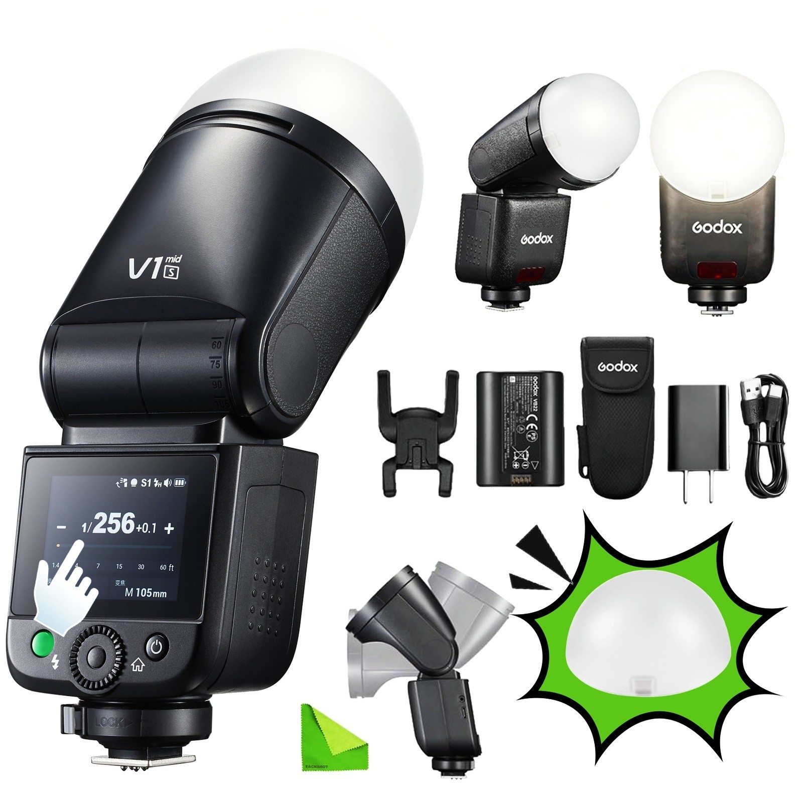 Godox V1Mid S Flash TTL Round Head Camera Flash for Sony / Diffuser Dome AK-R11