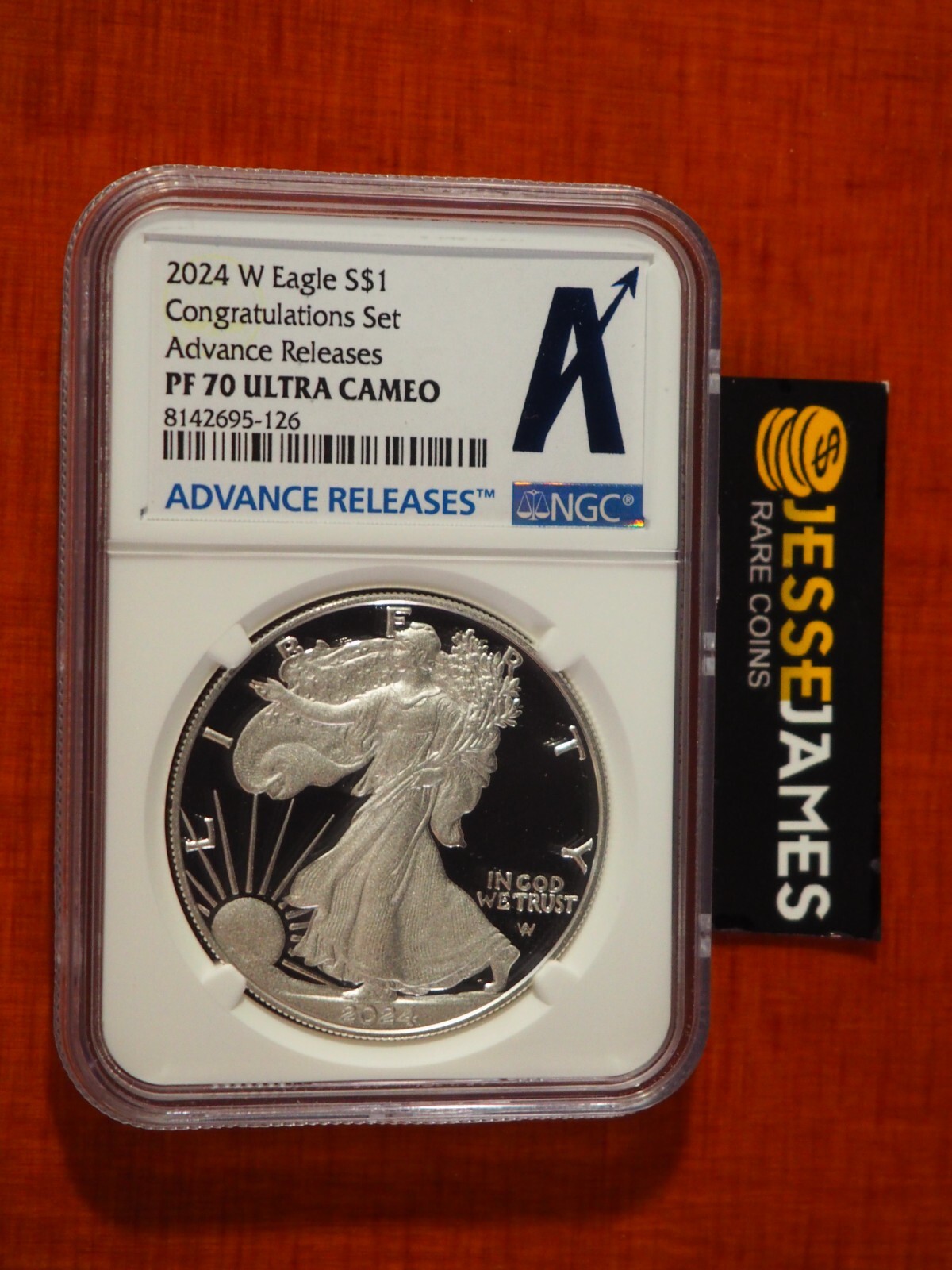 2024 W PROOF SILVER EAGLE NGC PF70 ADVANCE RELEASE CONGRATULATIONS SET 'A' LABEL