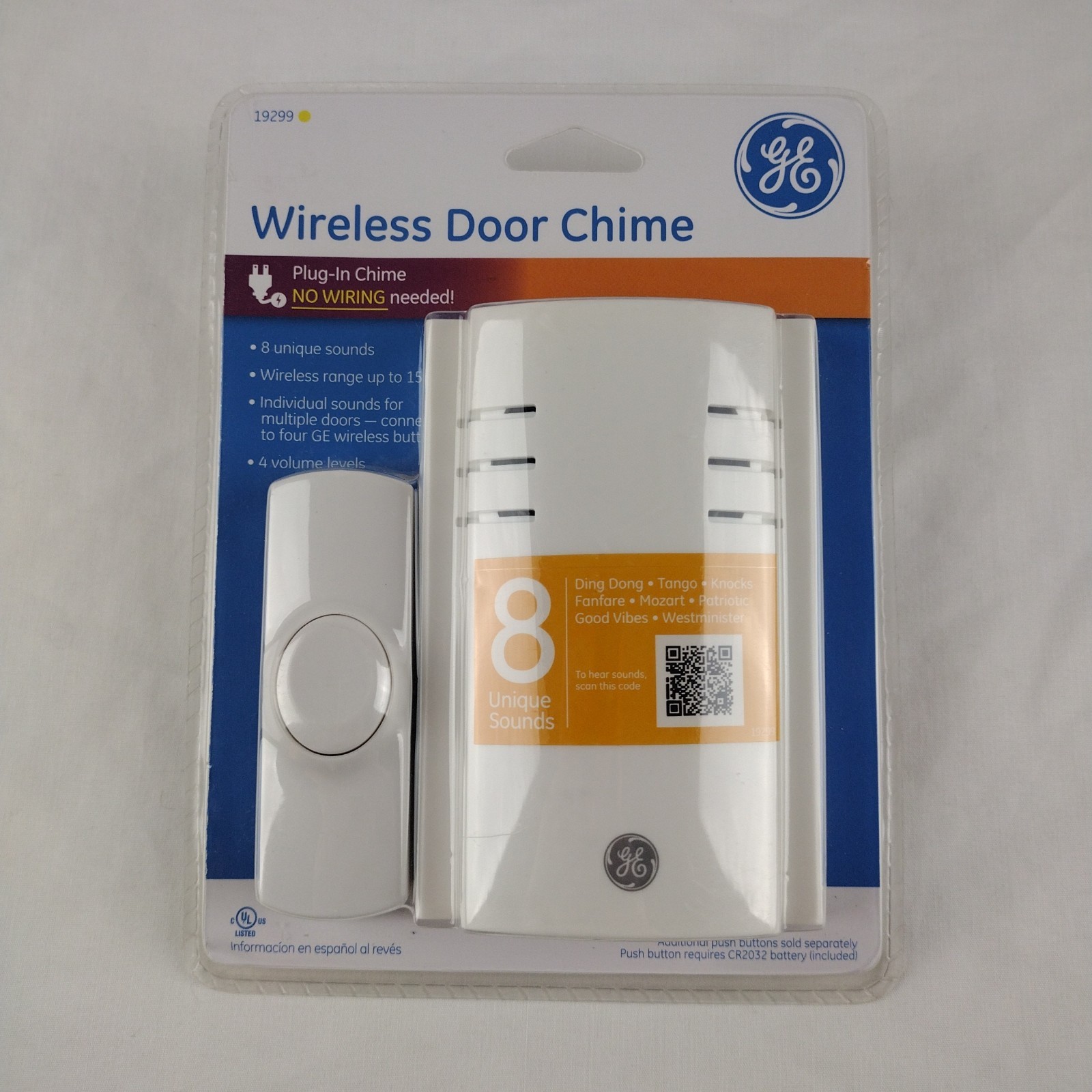 GE 19299 Plugin Chime 8 Melody Wireless Doorbell