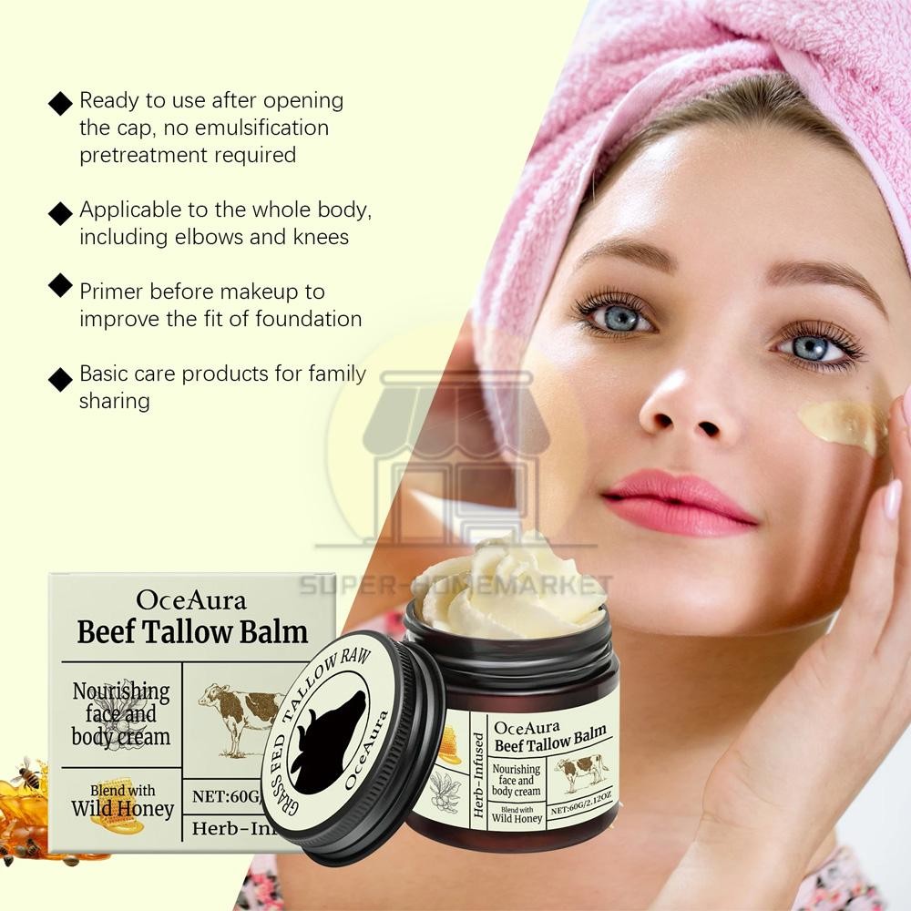 Beef Tallow for Skin - Organic Grass-Fed Whipped Beef Tallow and Honey Balm US