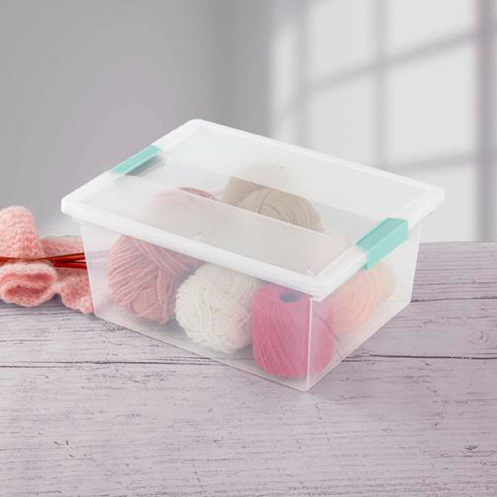 Sterilite Deep Plastic Stackable Storage Bin w/ Clear Latch Lid, Clear (4 Pack)