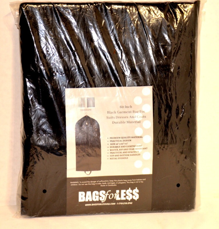 Bags For Le$$ 60" Black Garment Bags for Hanging Dresses, Suits and Coats – New