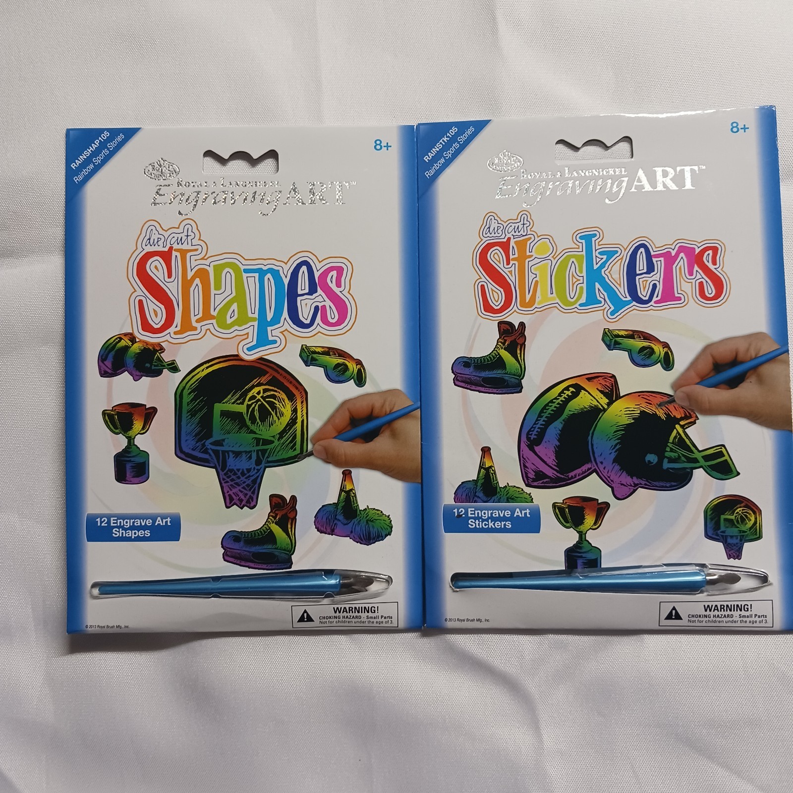 Royal & Langnickel Engraving Art Die Cut Stickers Rainbow Sports Stories Lot Of2