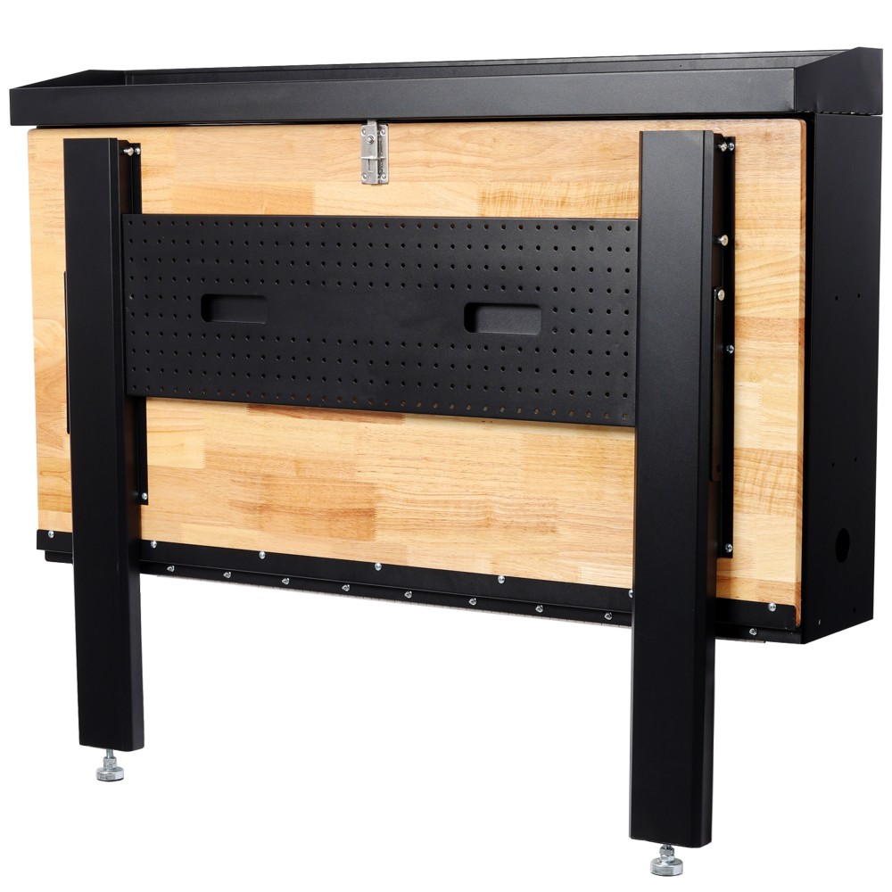 Wall Mounted Foldable Workbench 440Lbs Capacity Rubberwood Work Surface