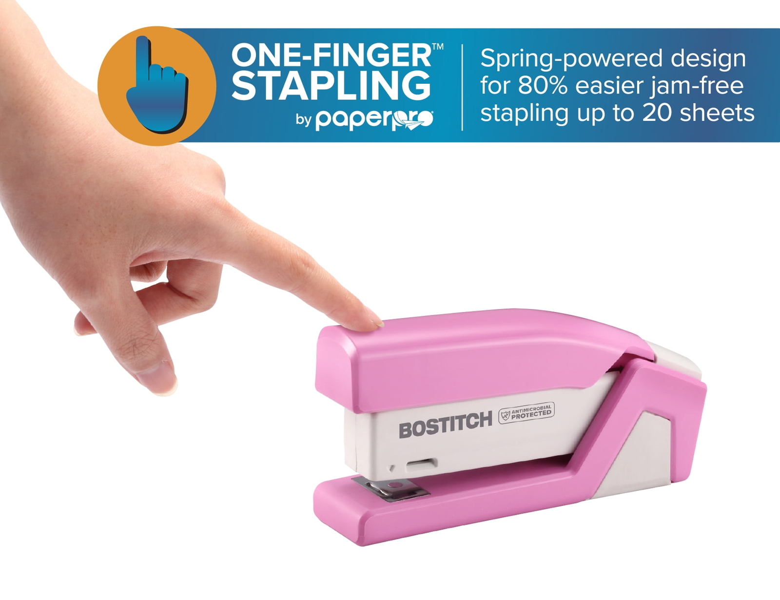 InCourage™ Spring-Powered 20 Compact Stapler, Reduced Effort
