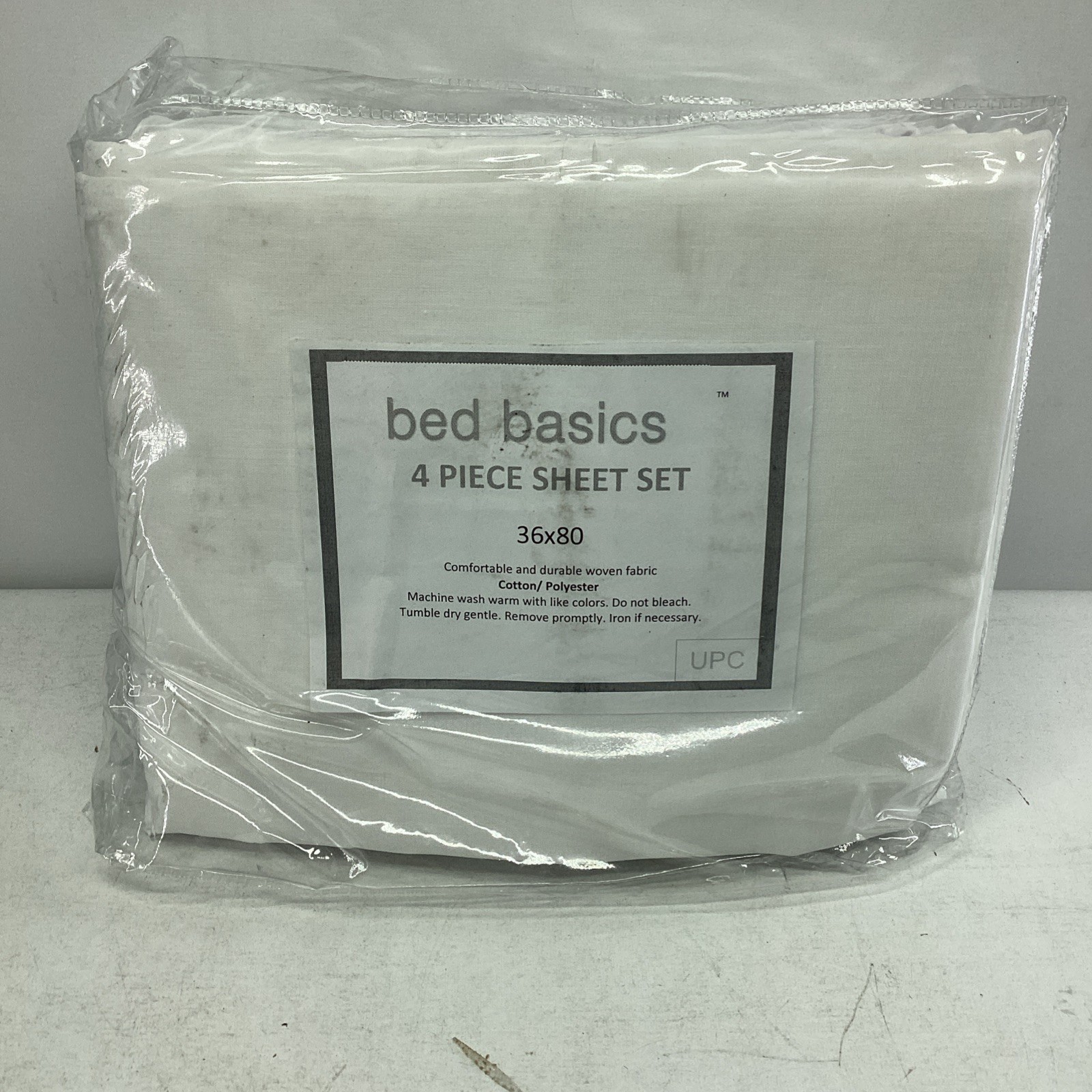 Bed Basic 4 Piece Sheet Set Cotton/Polyester 36" x 80" White