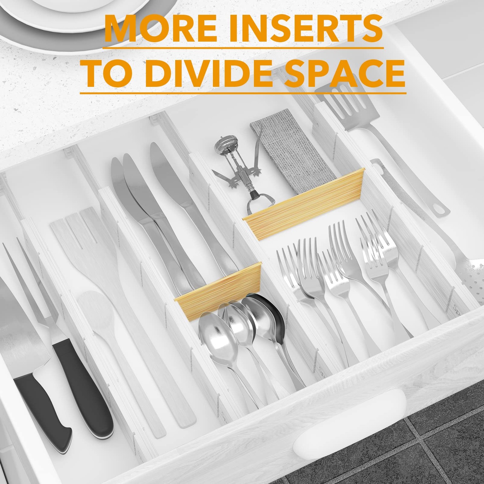 Bamboo Drawer Dividers Inserts, 3 Sizes, 9 Pack