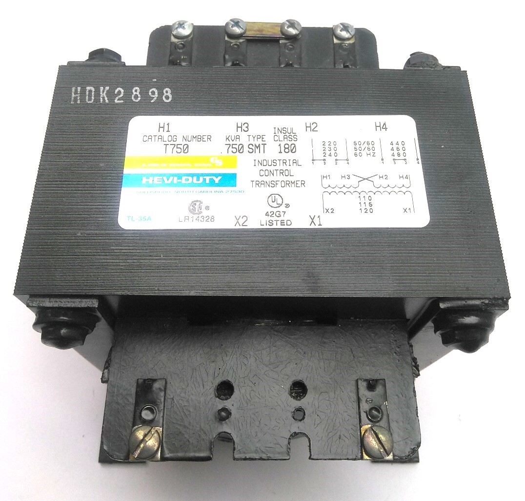 General Signal T750 Hevi-Duty Transformer, 1 Phase, 220/480V, .750KVA / 750VA