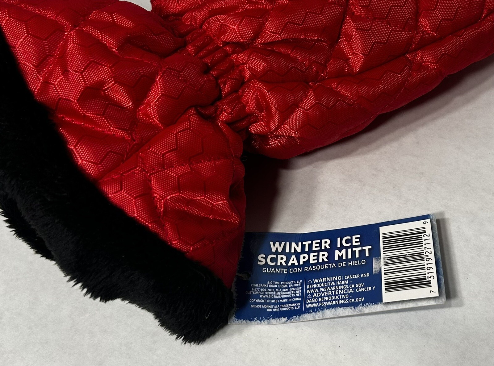 Ice Scraper Mitt By Grease Monkey Insulated One Size New Red Mitten