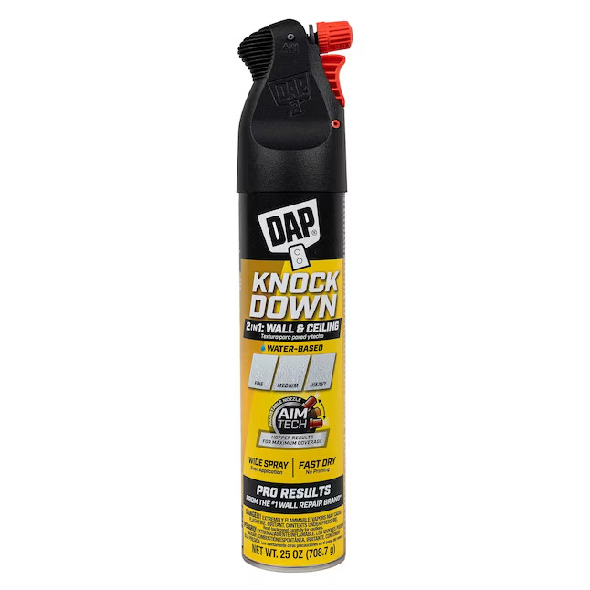DAP Spray Texture Knockdown Water Based 2n1 Wall & Ceiling Texture Spray, 25 Oz