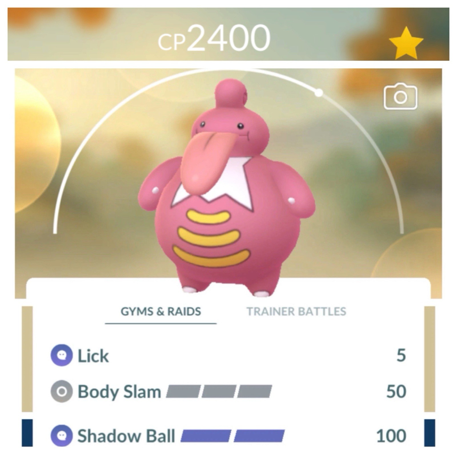 Lickilicky Legacy Body Slam PvP, 2 Charge , Under 2500 PKMN Go Ultra
