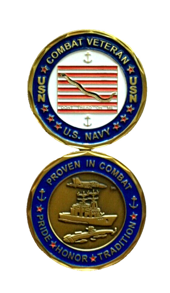USN United States Navy Combat Veteran Challenge Coin By Eagle Crest