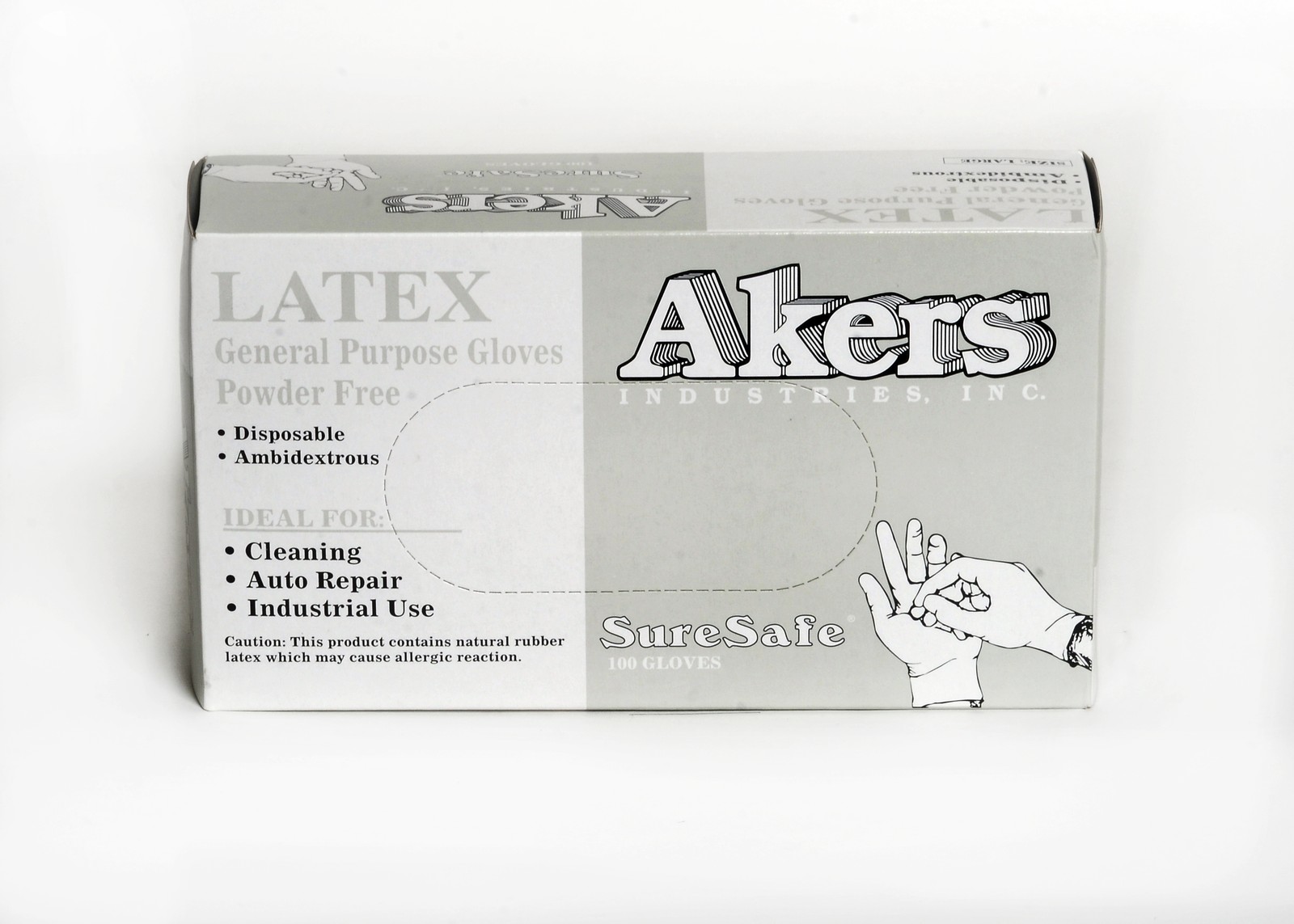 Akers Industrial Latex gloves,Powder Free, X-Large , White Box Of 100ct   4mil